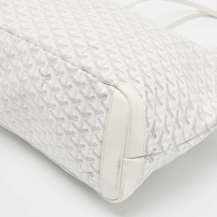 Pre Owned Goyard White Goyardine Coated Canvas and Leather Artois MM Tote