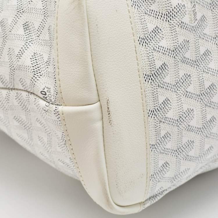 Pre Owned Goyard White Goyardine Coated Canvas and Leather Artois MM Tote