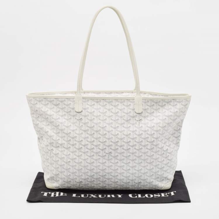Pre Owned Goyard White Goyardine Coated Canvas and Leather Artois MM Tote