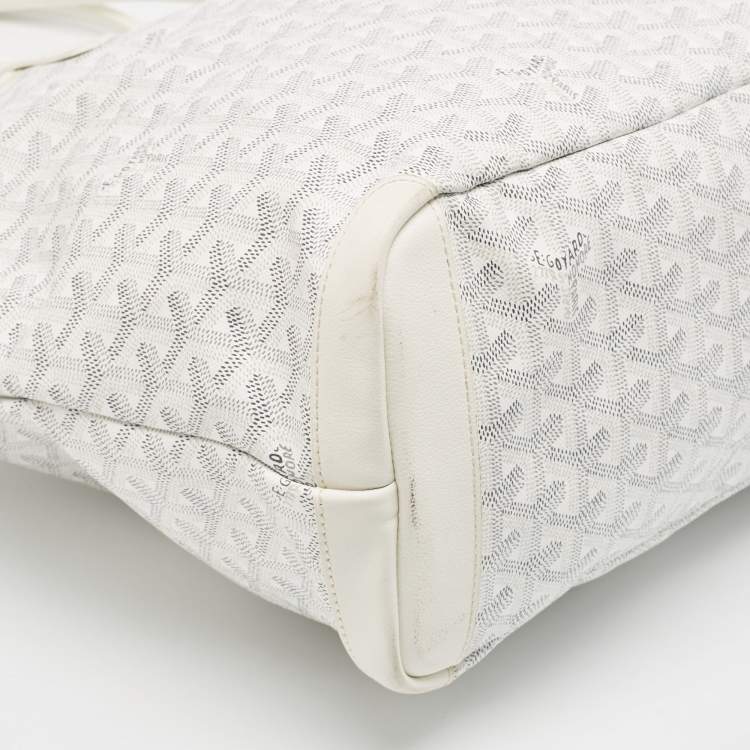 Pre Owned Goyard White Goyardine Coated Canvas and Leather Artois MM Tote