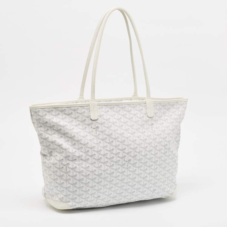 Pre Owned Goyard White Goyardine Coated Canvas and Leather Artois MM Tote