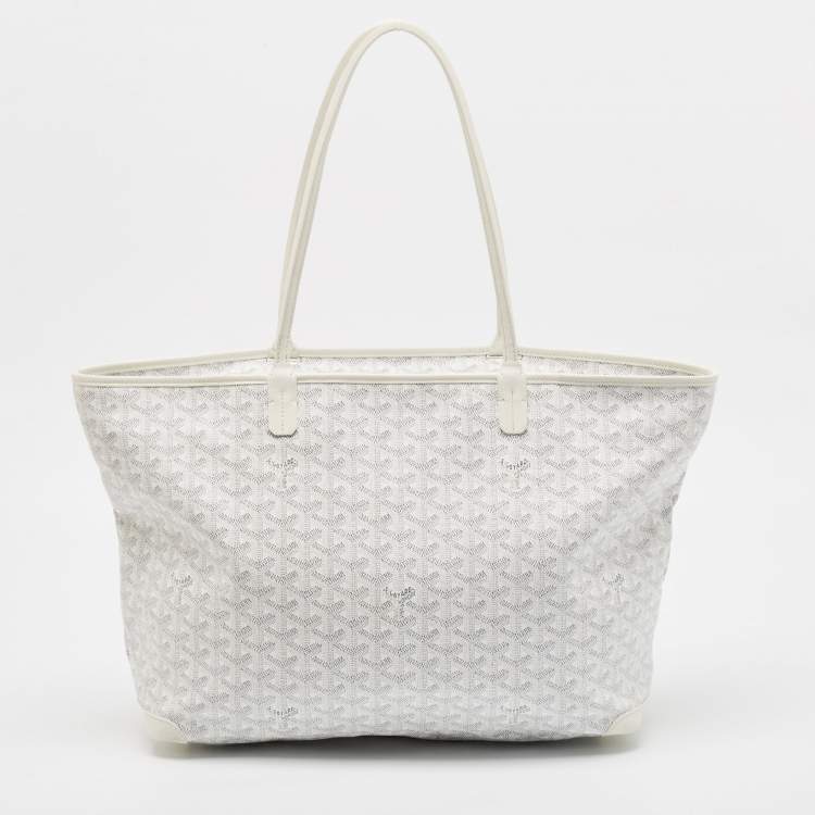 Pre Owned Goyard White Goyardine Coated Canvas and Leather Artois MM Tote