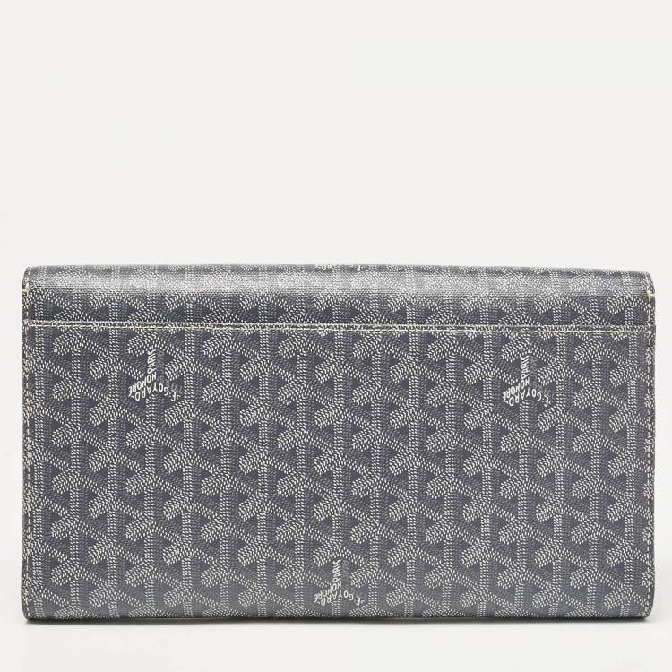 Pre Owned Goyard Grey Goyardine Coated Canvas Monte Carlo Bois Clutch