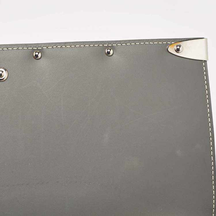 Pre Owned Goyard Grey Goyardine Coated Canvas Monte Carlo Bois Clutch