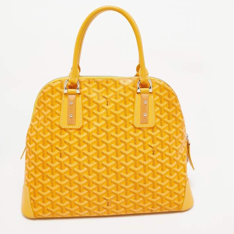 Pre Owned Goyard Yellow Goyardine Coated Canvas and Leather Vendome Satchel