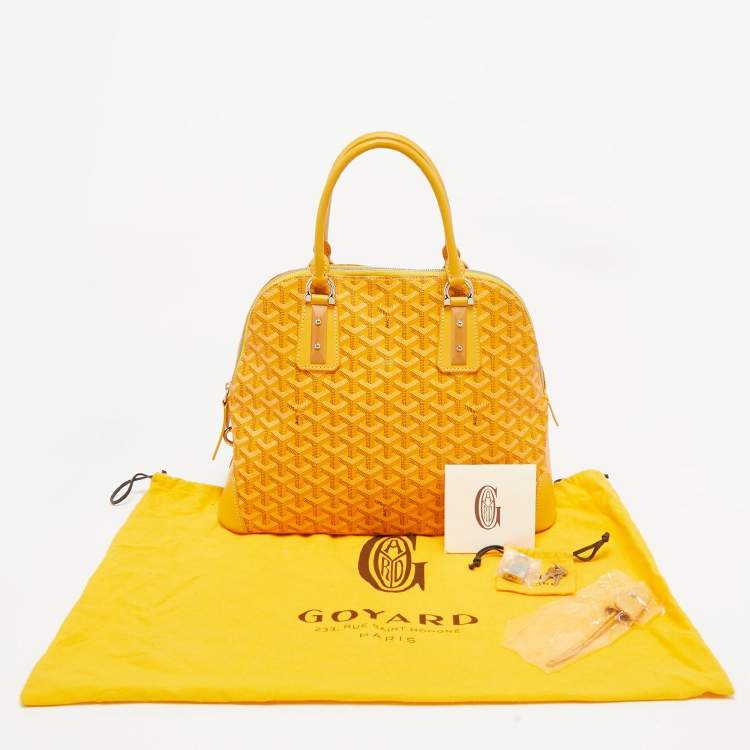 Pre Owned Goyard Yellow Goyardine Coated Canvas and Leather Vendome Satchel