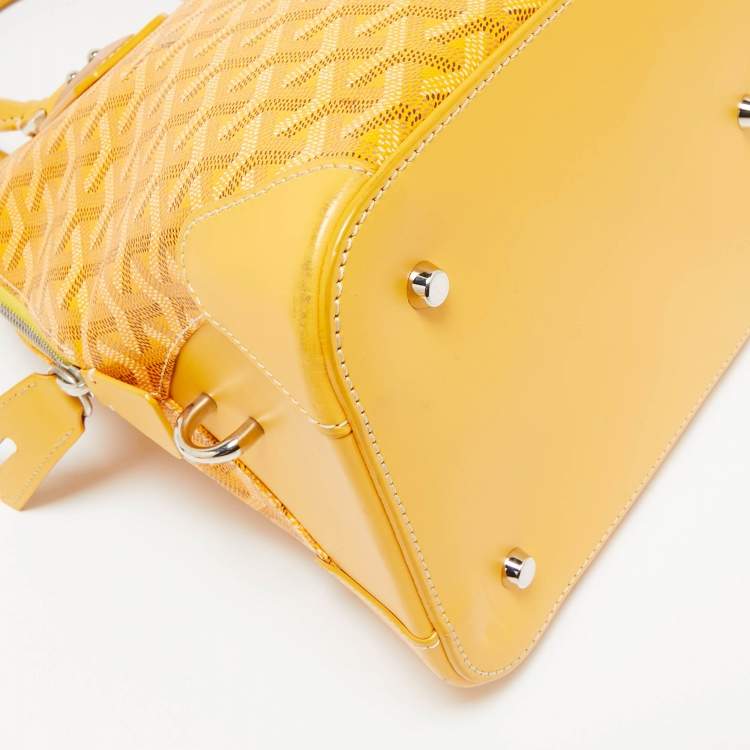 Pre Owned Goyard Yellow Goyardine Coated Canvas and Leather Vendome Satchel