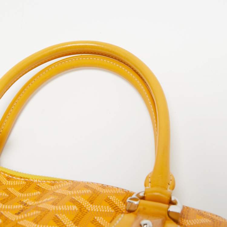 Pre Owned Goyard Yellow Goyardine Coated Canvas and Leather Vendome Satchel