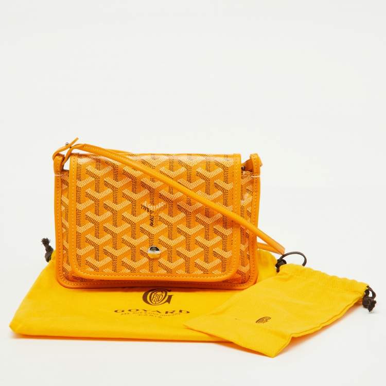 Pre Owned Goyard Yellow Goyardine Coated Canvas Plumet Crossbody Bag