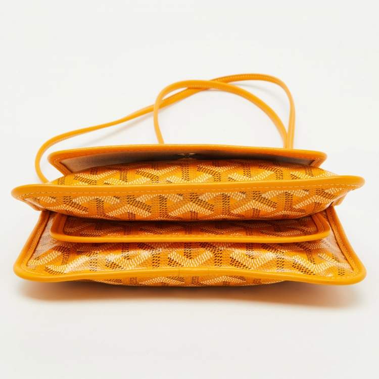 Pre Owned Goyard Yellow Goyardine Coated Canvas Plumet Crossbody Bag