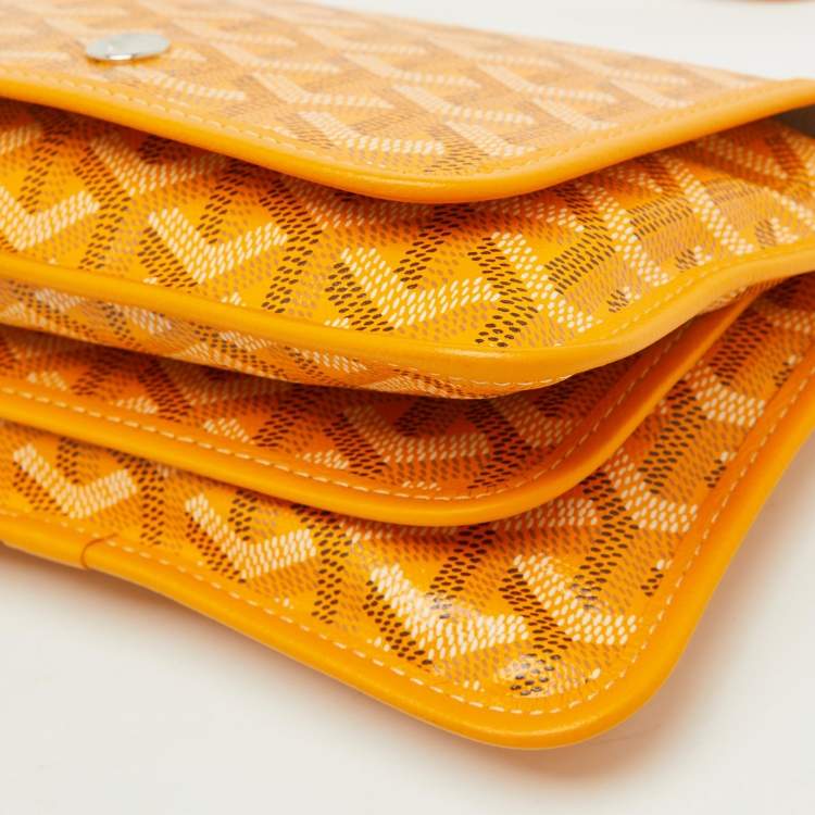 Pre Owned Goyard Yellow Goyardine Coated Canvas Plumet Crossbody Bag
