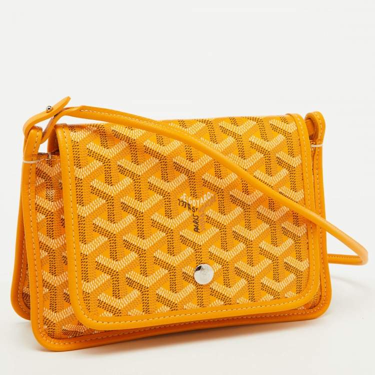 Pre Owned Goyard Yellow Goyardine Coated Canvas Plumet Crossbody Bag