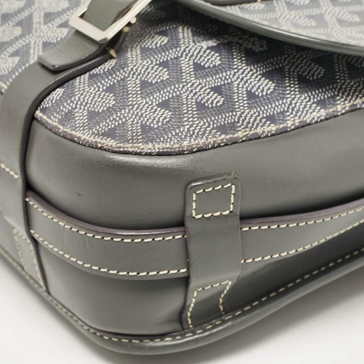 Pre Owned Goyard Grey Goyardine Coated Canvas Belvedere MM Saddle Bag