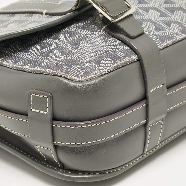 Pre Owned Goyard Grey Goyardine Coated Canvas Belvedere MM Saddle Bag
