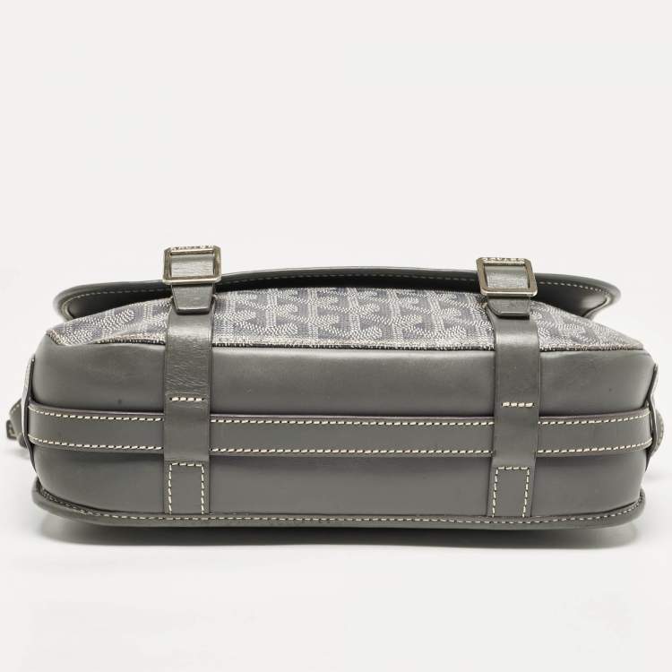Pre Owned Goyard Grey Goyardine Coated Canvas Belvedere MM Saddle Bag
