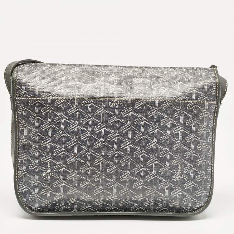 Pre Owned Goyard Grey Goyardine Coated Canvas Belvedere MM Saddle Bag