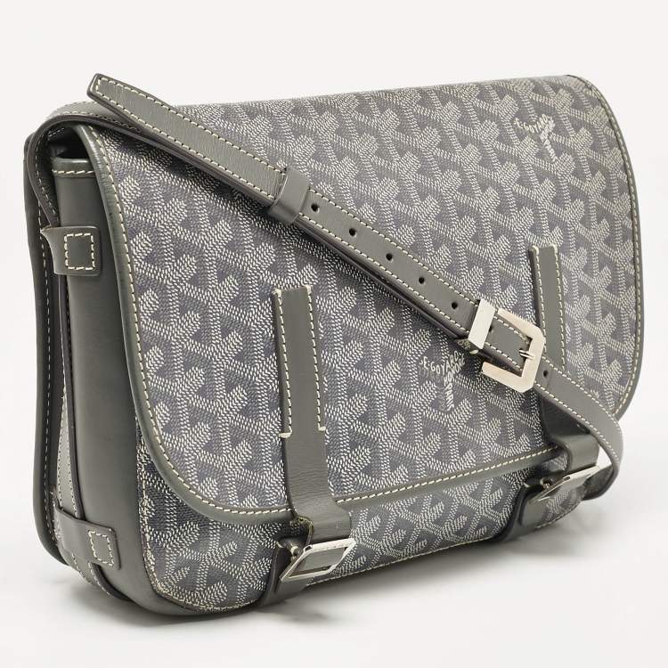 Pre Owned Goyard Grey Goyardine Coated Canvas Belvedere MM Saddle Bag