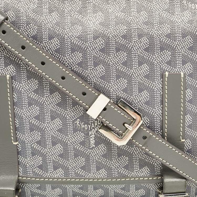 Pre Owned Goyard Grey Goyardine Coated Canvas Belvedere MM Saddle Bag
