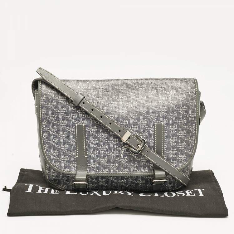 Pre Owned Goyard Grey Goyardine Coated Canvas Belvedere MM Saddle Bag
