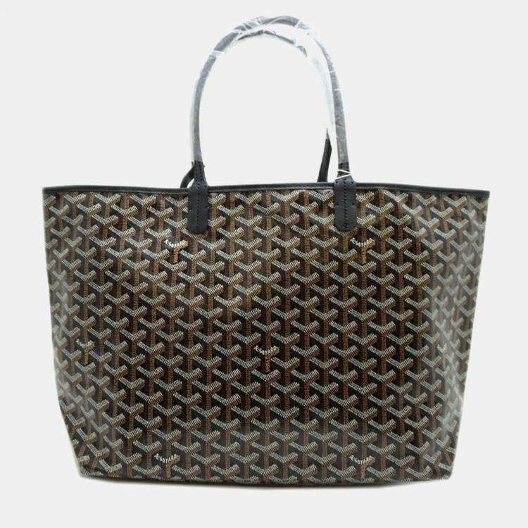 Pre Owned Goyard Black Leather Saint Louis PM Tote Bag