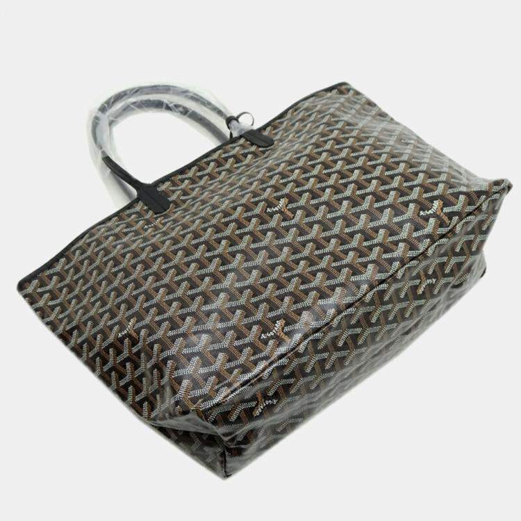 Pre Owned Goyard Black Leather Saint Louis PM Tote Bag