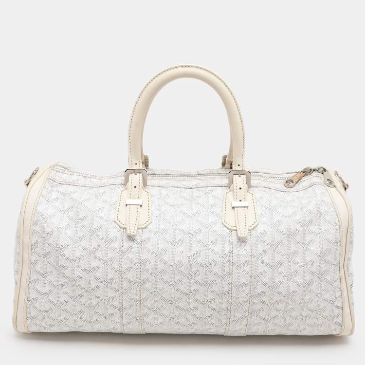 Pre Owned Goyard White Goyardine Coated Canvas 35 Croisiere Duffel Bag