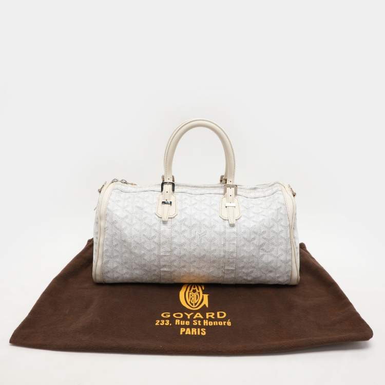 Pre Owned Goyard White Goyardine Coated Canvas 35 Croisiere Duffel Bag