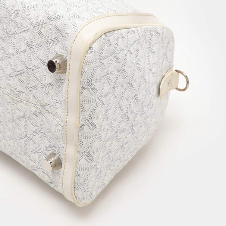 Pre Owned Goyard White Goyardine Coated Canvas 35 Croisiere Duffel Bag