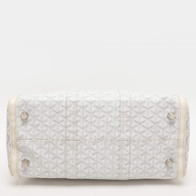 Pre Owned Goyard White Goyardine Coated Canvas 35 Croisiere Duffel Bag
