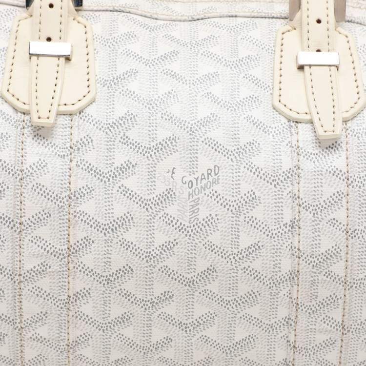 Pre Owned Goyard White Goyardine Coated Canvas 35 Croisiere Duffel Bag