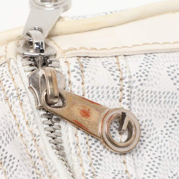 Pre Owned Goyard White Goyardine Coated Canvas 35 Croisiere Duffel Bag