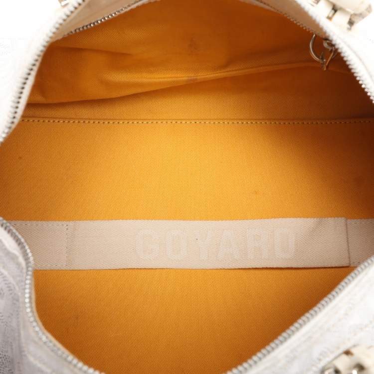 Pre Owned Goyard White Goyardine Coated Canvas 35 Croisiere Duffel Bag
