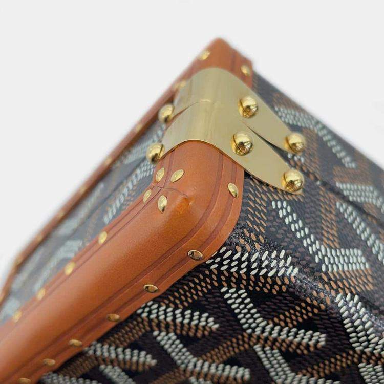 Pre Owned Goyard Black/Natural PVC Leather Minodiere Shoulder Bag
