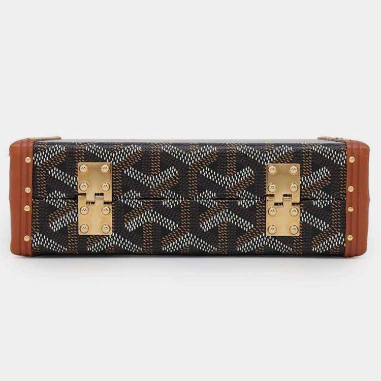 Pre Owned Goyard Black/Natural PVC Leather Minodiere Shoulder Bag