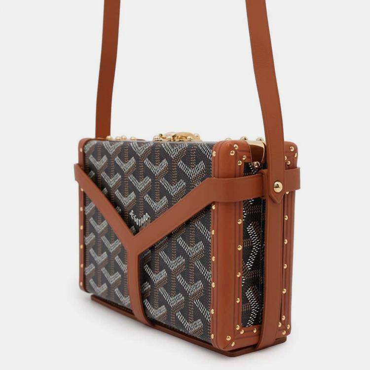 Pre Owned Goyard Black/Natural PVC Leather Minodiere Shoulder Bag