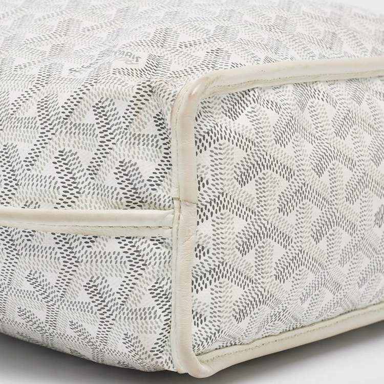 Pre Owned Goyard White Goyardine Coated Canvas Mini Reversible Anjou Tote