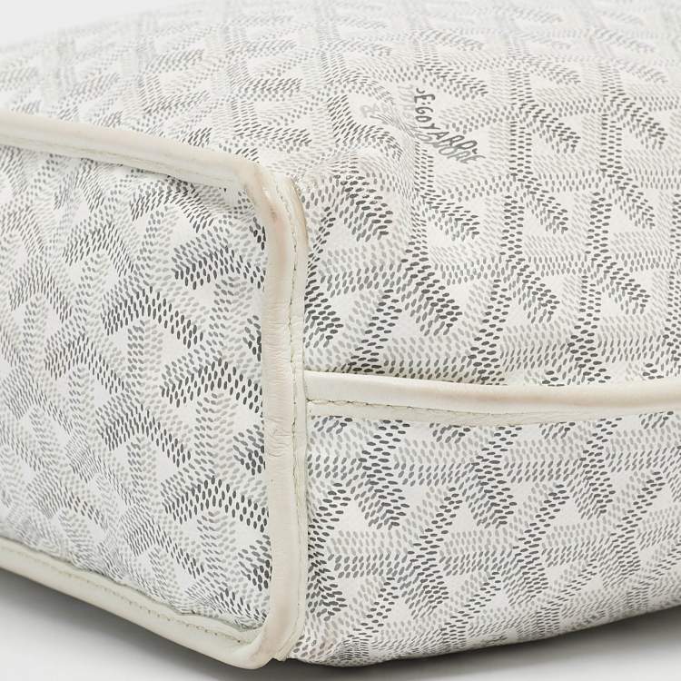 Pre Owned Goyard White Goyardine Coated Canvas Mini Reversible Anjou Tote