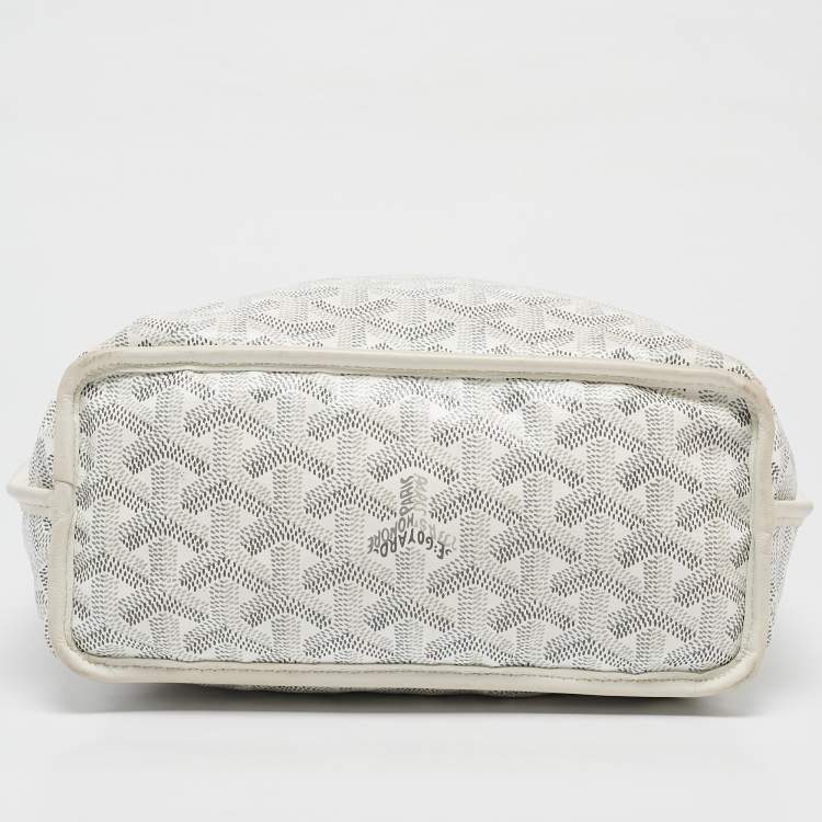 Pre Owned Goyard White Goyardine Coated Canvas Mini Reversible Anjou Tote