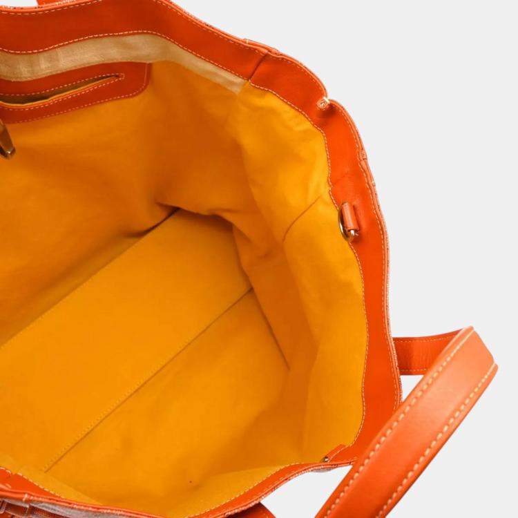 Pre Owned Goyard Orange PVC Sac Voltaire Tote Bag