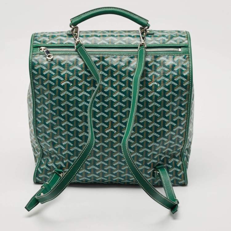 Pre Owned Goyard Green Goyardine Coated Canvas Saint Leger Backpack