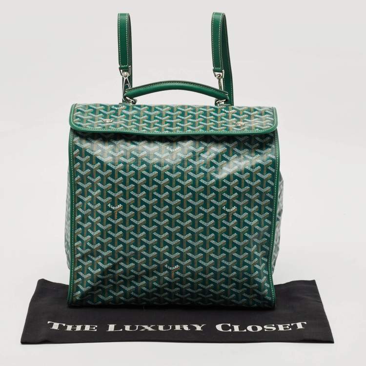 Pre Owned Goyard Green Goyardine Coated Canvas Saint Leger Backpack