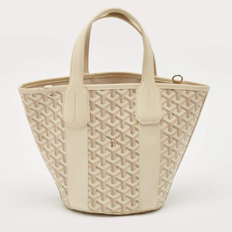 Pre Owned Goyard Light Beige Goyardine Coated Canvas Belharra PM Tote