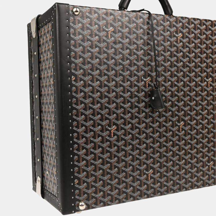 Pre Owned Goyard Black Leather Trunk Luggage Suitcase