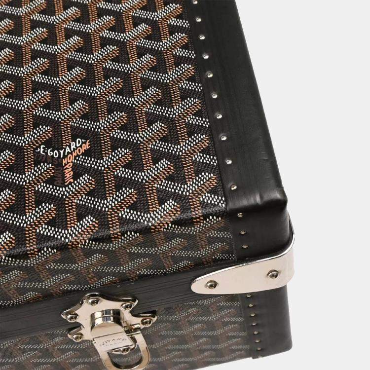 Pre Owned Goyard Black Leather Trunk Luggage Suitcase