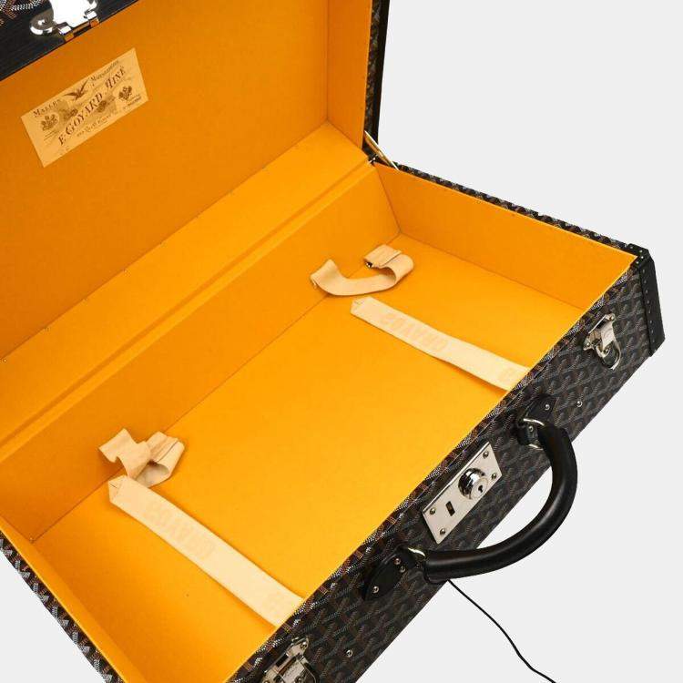 Pre Owned Goyard Black Leather Trunk Luggage Suitcase