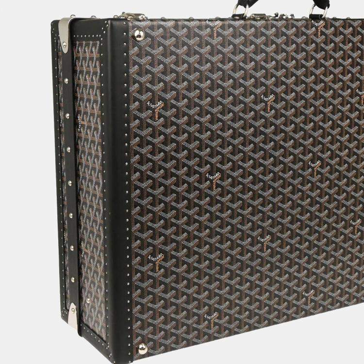 Pre Owned Goyard Black Leather Trunk Luggage Suitcase