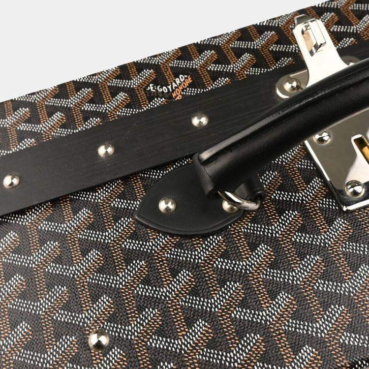 Pre Owned Goyard Black Leather Trunk Luggage Suitcase