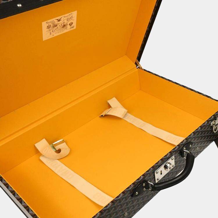 Pre Owned Goyard Black Leather Trunk Luggage Suitcase