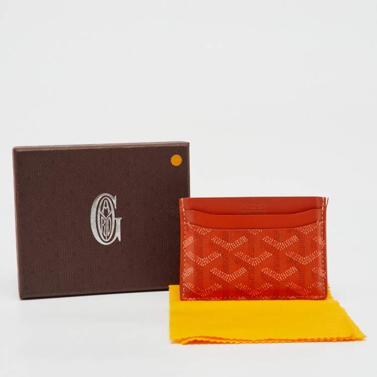 Pre Owned Goyard Orange Goyardine Coated Canvas and Leather Saint Sulpice Card Holder