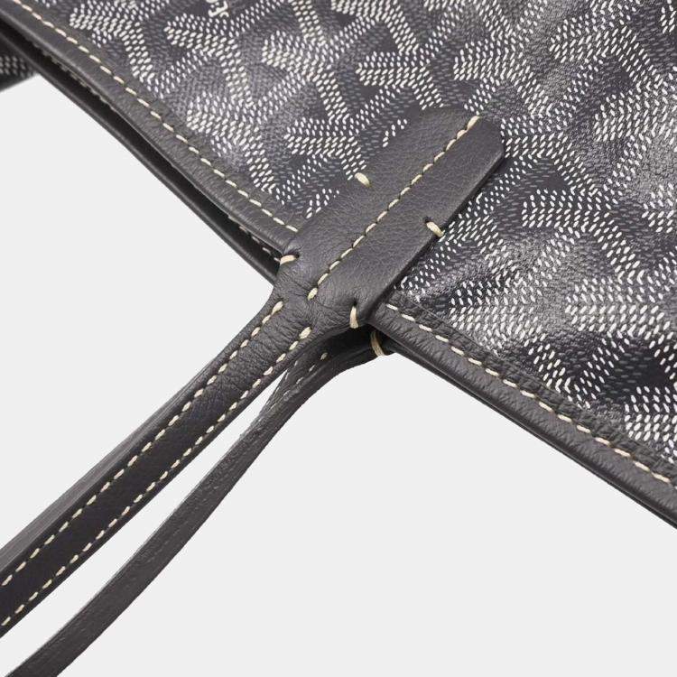 Pre Owned Goyard Gray PVC, Leather Saint Louis PM Tote Bag